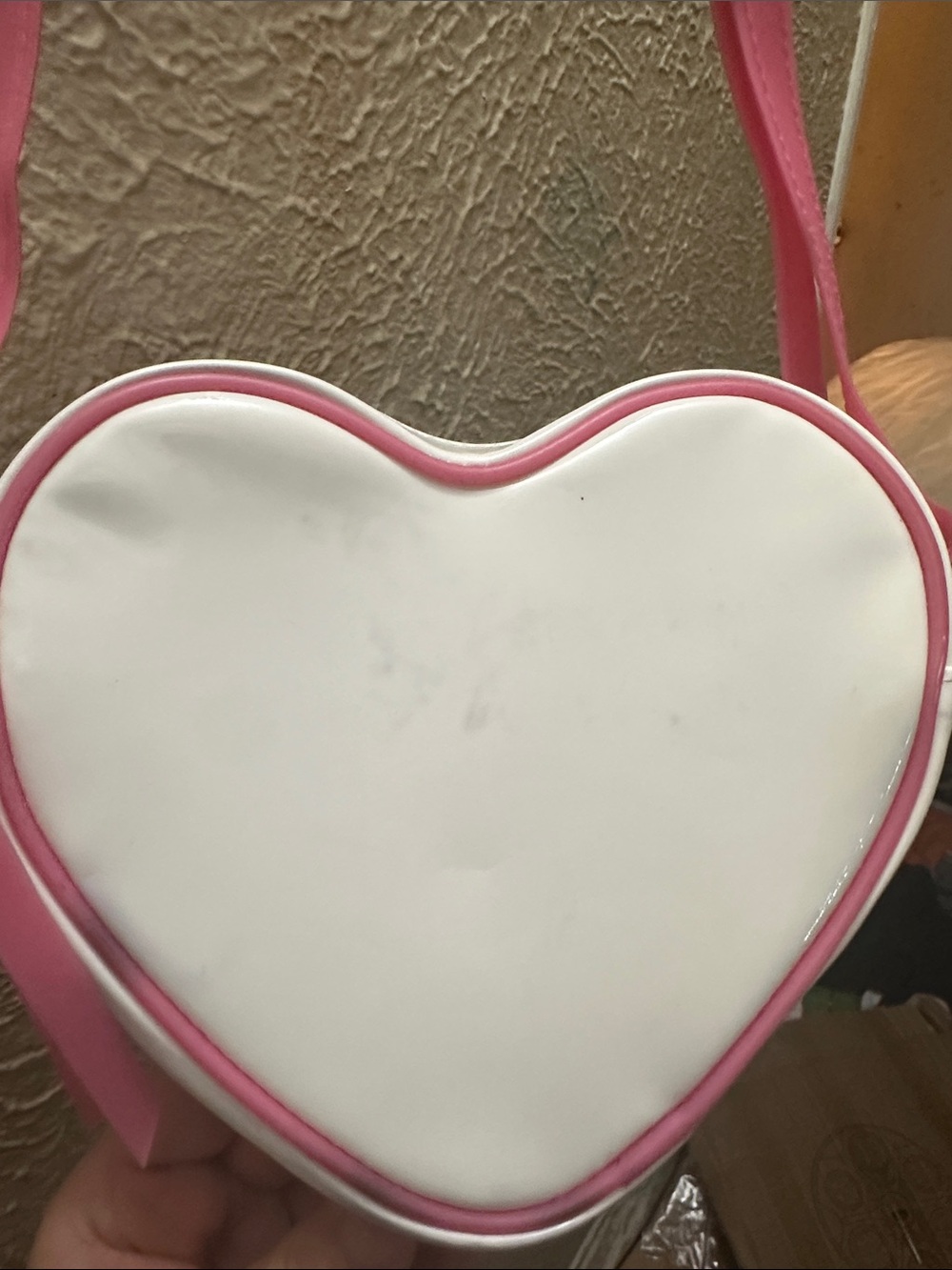 Heart Crossbody Bag in White and Pink - Picture 2 of 5